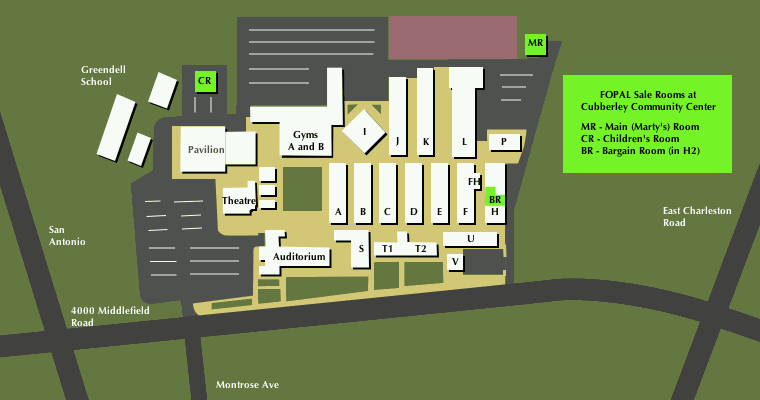 Cubberley Community Center Map with labels and FOPAL highlights