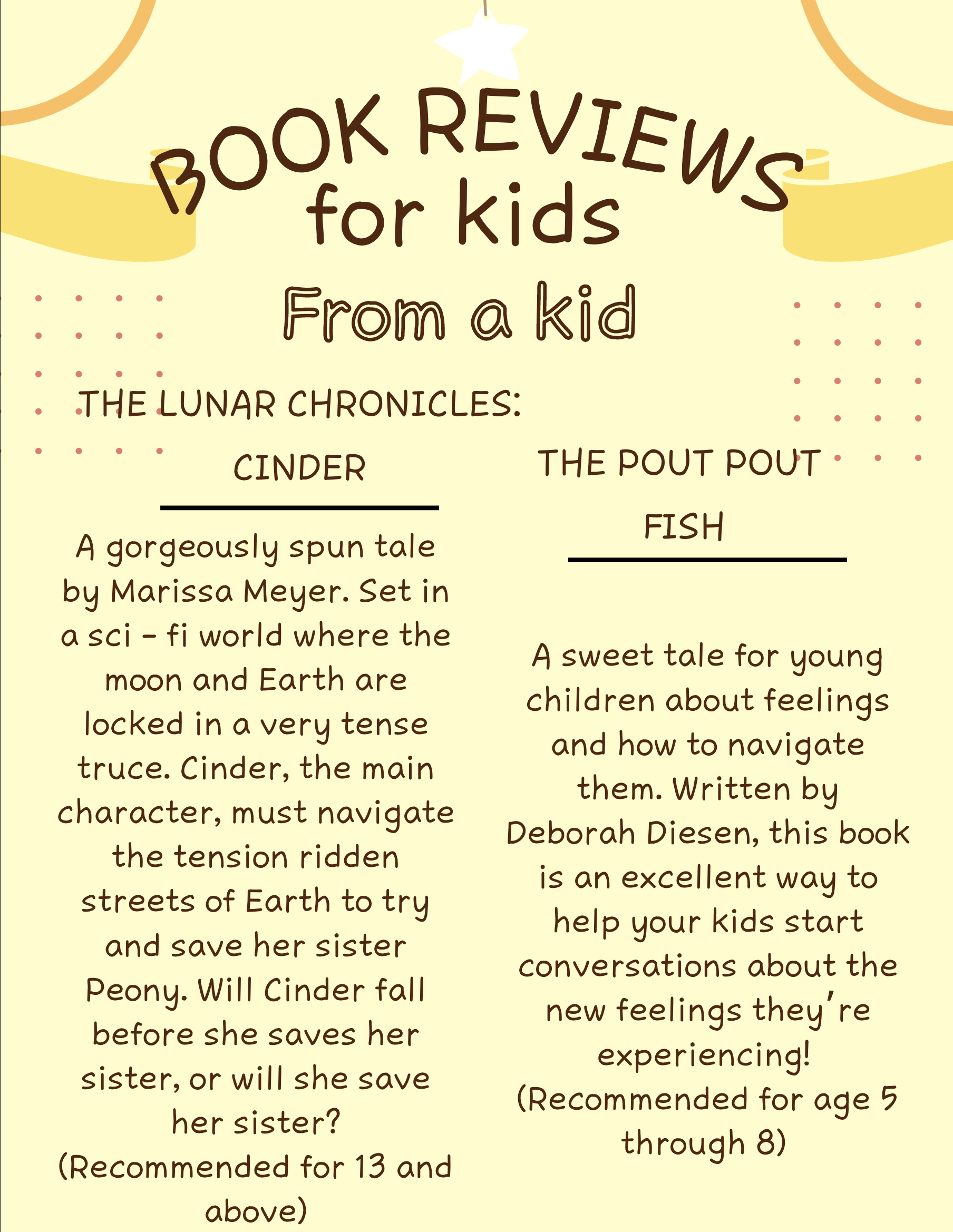 Book Reviews, for kids, From a kid, by Emma Chen